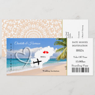 Ticket boarding Pass Wedding Destination Ibiza Kaart