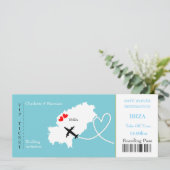 Ticket boarding Pass Wedding Destination Ibiza Kaart (Staand voorkant)