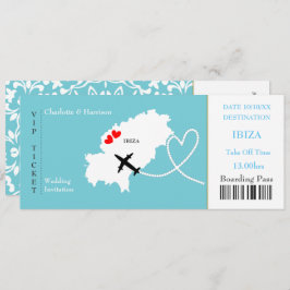 Ticket boarding Pass Wedding Destination Ibiza Kaart
