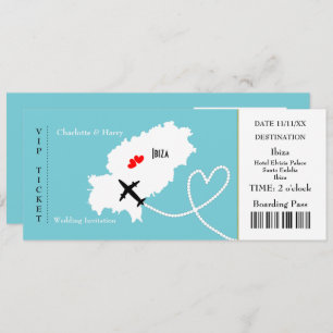 Ticket boarding Pass Wedding Destination Ibiza Kaart