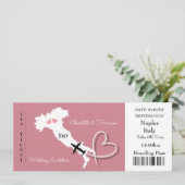 Ticket Boarding Pass Wedding Destination Italy IV Kaart (Staand voorkant)