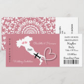 Ticket Boarding Pass Wedding Destination Italy IV Kaart (Voorkant / Achterkant)