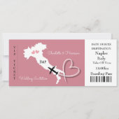 Ticket Boarding Pass Wedding Destination Italy IV Kaart (Voorkant)