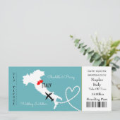 Ticket Boarding Pass Wedding Destination Italy Kaart (Staand voorkant)