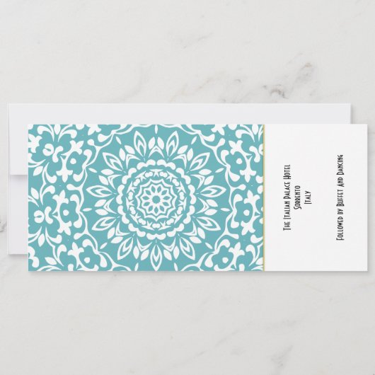 Ticket Boarding Pass Wedding Destination Italy Kaart (Achterkant)