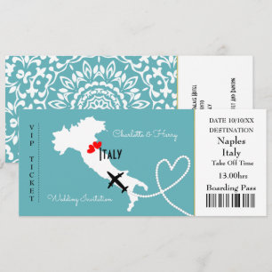 Ticket Boarding Pass Wedding Destination Italy Kaart