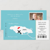 Ticket boarding Pass Wedding Destination Jamaica Kaart (Voorkant / Achterkant)