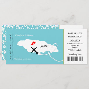 Ticket boarding Pass Wedding Destination Jamaica Kaart