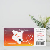 Ticket Boarding Pass Wedding Destination Kenya Kaart (Staand voorkant)