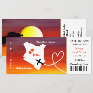 Ticket Boarding Pass Wedding Destination Kenya Kaart