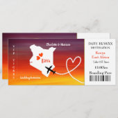Ticket Boarding Pass Wedding Destination Kenya Kaart (Voorkant / Achterkant)