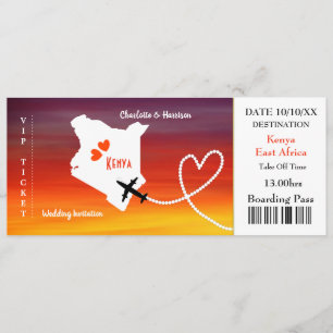 Ticket Boarding Pass Wedding Destination Kenya Kaart