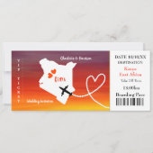 Ticket Boarding Pass Wedding Destination Kenya Kaart (Voorkant)