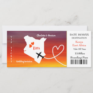 Ticket Boarding Pass Wedding Destination Kenya Kaart