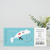 Ticket boarding Pass Wedding Destination Kos Kaart (Staand voorkant)