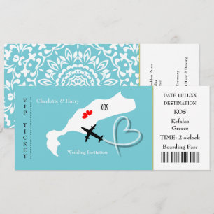 Ticket boarding Pass Wedding Destination Kos Kaart