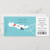 Ticket Boarding Pass Wedding Destination Kreta Kaart (Voorkant)