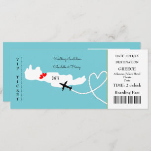 Ticket Boarding Pass Wedding Destination Kreta Kaart