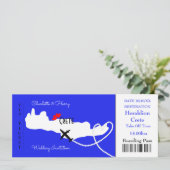 Ticket Boarding Pass Wedding Destination Kreta Kaart (Staand voorkant)