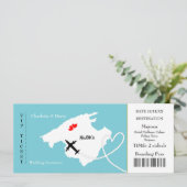 Ticket boarding Pass Wedding Destination Majorca Kaart (Staand voorkant)