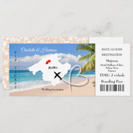 Ticket boarding Pass Wedding Destination Majorca Kaart