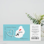 Ticket boarding Pass Wedding Destination Mauritius Kaart (Staand voorkant)