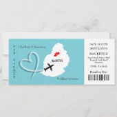 Ticket boarding Pass Wedding Destination Mauritius Kaart (Voorkant)