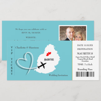 Ticket boarding Pass Wedding Destination Mauritius Kaart