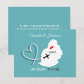 Ticket boarding Pass Wedding Destination Mauritius Save The Date (Voorkant / Achterkant)