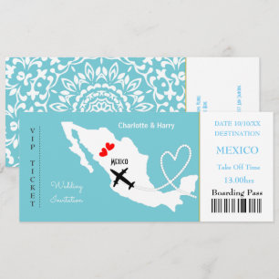 Ticket Boarding Pass Wedding Destination Mexico Kaart
