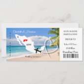 Ticket Boarding Pass Wedding Destination Mexico Kaart (Voorkant)