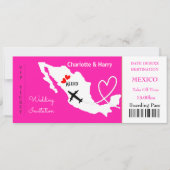 Ticket Boarding Pass Wedding Destination Mexico Kaart (Voorkant)