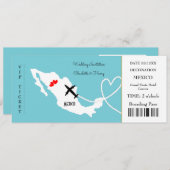 Ticket Boarding Pass Wedding Destination Mexico Kaart (Voorkant / Achterkant)