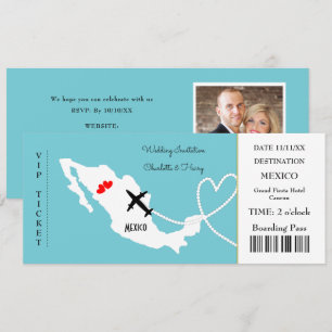 Ticket Boarding Pass Wedding Destination Mexico Kaart