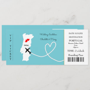 Ticket Boarding Pass Wedding Destination Portugal Kaart