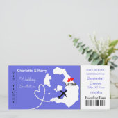 Ticket Boarding Pass Wedding Destination Santorini Kaart (Staand voorkant)