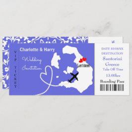 Ticket Boarding Pass Wedding Destination Santorini Kaart