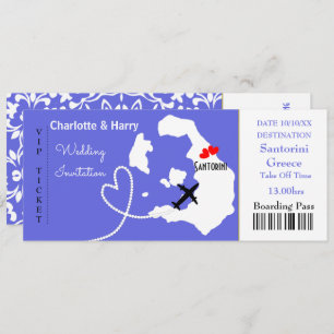 Ticket Boarding Pass Wedding Destination Santorini Kaart