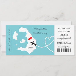 Ticket Boarding Pass Wedding Destination Santorini Kaart