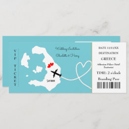 Ticket Boarding Pass Wedding Destination Santorini Kaart