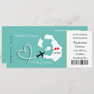 Ticket Boarding Pass Wedding Destination Santorini Kaart