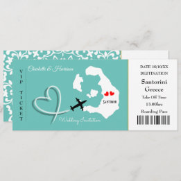 Ticket Boarding Pass Wedding Destination Santorini Kaart