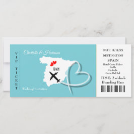 Ticket Boarding Pass Wedding Destination Spain Kaart