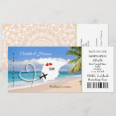 Ticket Boarding Pass Wedding Destination Spain Kaart (Voorkant / Achterkant)