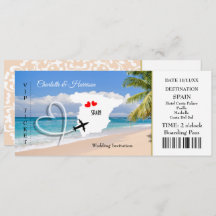 Ticket Boarding Pass Wedding Destination Spain