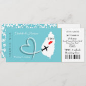 Ticket Boarding Pass Wedding Destination St Lucia Kaart (Voorkant / Achterkant)