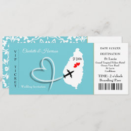 Ticket Boarding Pass Wedding Destination St Lucia Kaart