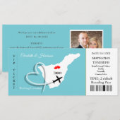Ticket Boarding Pass Wedding Destination Tenerife Kaart (Voorkant / Achterkant)