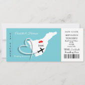 Ticket Boarding Pass Wedding Destination Tenerife Kaart (Voorkant)