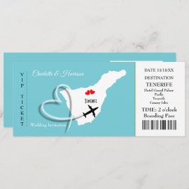 Ticket Boarding Pass Wedding Destination Tenerife Kaart